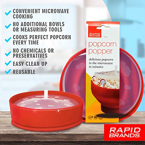 Rapid Silicone Popcorn Popper | Microwave Popcorn in 3 Minutes | Perfect for Dorm, Small Kitchen, or Office | Dishwasher-Safe, Microwaveable, BPA-Free