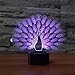 3D Illusion Lamp Novelty Optical Led Light 7 Colors Change Peacock Light Touch Switch Table Desk Lamps for Kids Bedroom Birthday Christmas Gifts