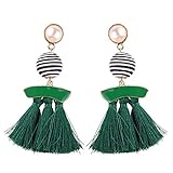 Fashion Bohemian Bead Fringe Long Dangle Earrings Soriee Drop Earrings Beaded Tassel Ear Drop Studs