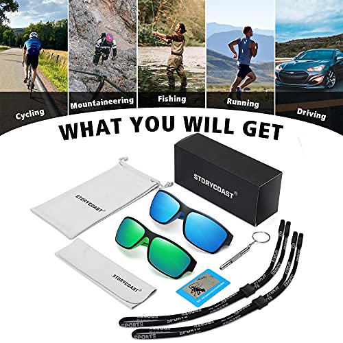STORYCOAST Polarized Sports Sunglasses for Men Women Unbreakable Frame