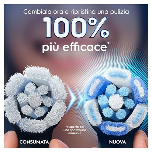 Testine di Ricambio iO Series Ultimate Clean Nere per Spazzolino Elettrico Oral B, 6 Testine Rotonde Autentiche, con setole CrissCross per rimuovere la placca
