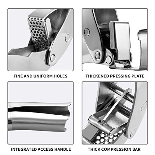 Premium Garlic Press Stainless Steel, Garlic Mincer Tool Set with