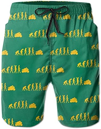 Men Motorcycle APE To Evolution Green Elastic Waist Men Boardshorts Quickly Drying Swim Trunks Board Shorts With Pocket M