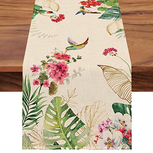 Hummingbird Palm Leaf Table Runner