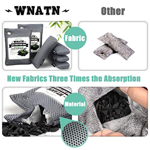 WNATN Natural Air Purifying Bamboo Charcoal Bags, 6Pack(2×200g +4×60g) Shoe Deodorizer, Odor Eliminator, Odor Absorber for Cars and Closets - Thumbnail 4