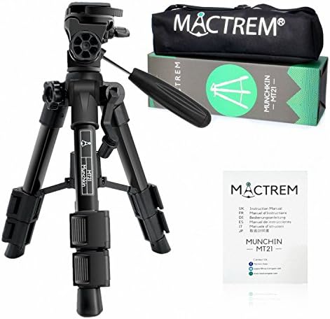 Mini Travel Small Camera Tripod Stand, Herbon 12-21 Inch Lightweight Adjustable Tabletop Tripod for DSLR SLR Canon Nikon Sony Olympus DV with 3 Way Pan/Tilt Head 1/4 inch Quick Release and Carry Bag