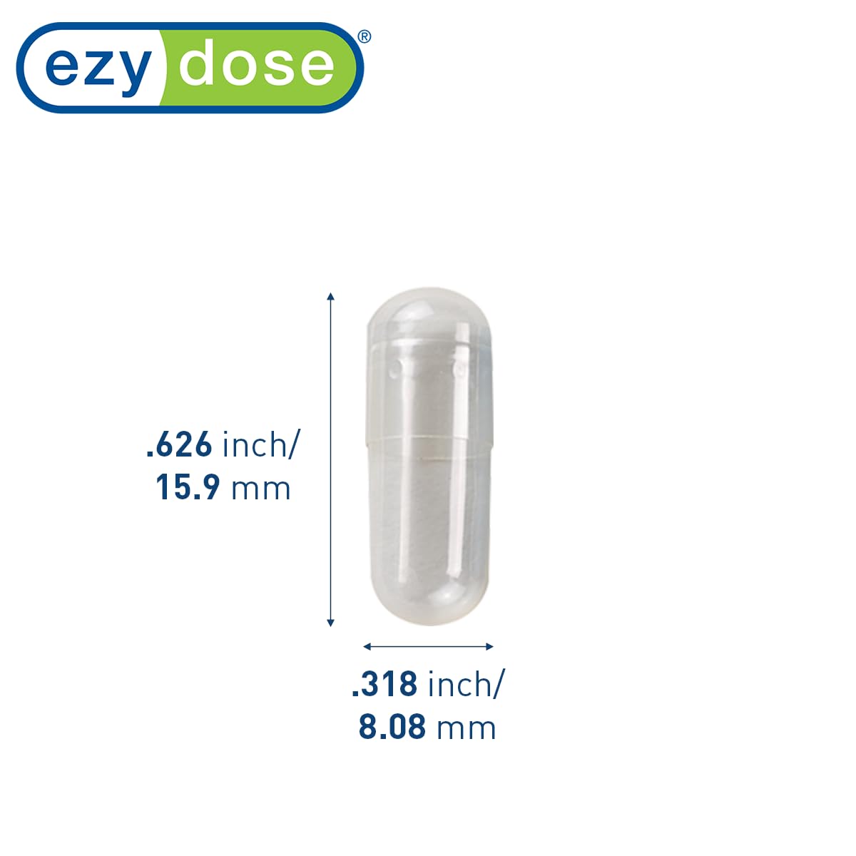 EZY DOSE Gelatin Size 2 Capsules, Empty Gel Capsule for Easy Compounding and Filling of Powdered Supplements, Medicine and Vitamins, Clear, 0.37 mL, 500 Count, Made in The USA
