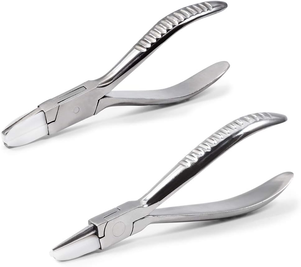 SPEEDWOX Eyeglasses Frame Pliers 6 Inches Round Nose Nylon Jaw and Flat Nose Adjusting Eyeglass Arms Frame Plier 2 Pieces Set Glasses Repair Assembling Tools Glasses Nose Pads Arm Pliers