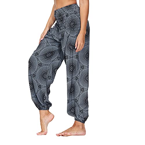 Women's Harem Hippie Pants Boho Clothing Smocked Waist Loose Fit