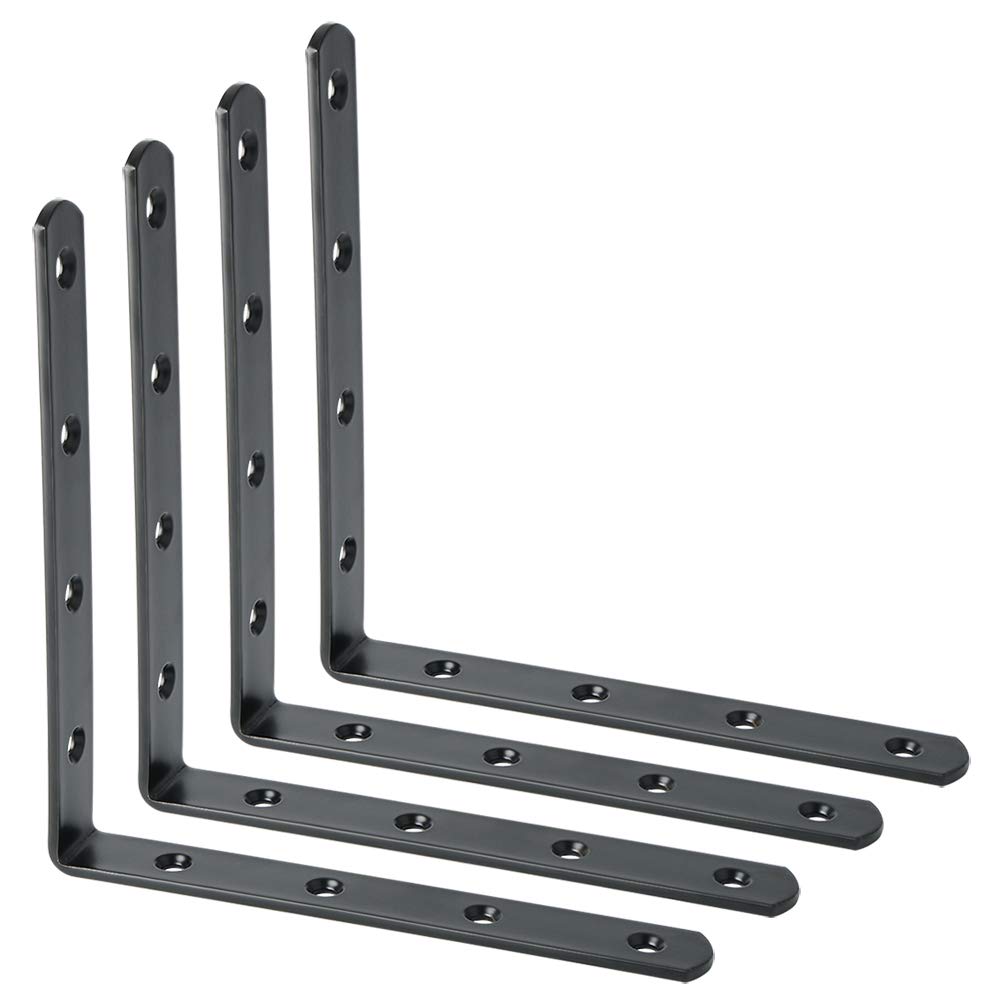 Sayayo Shelf Bracket Corner Brace Joint Angle Bracket Shelf Support Wall Hanging 150mm*150mm, Stainless Steel Matte Black, 4 Pcs, EJM150B-4P — image 1