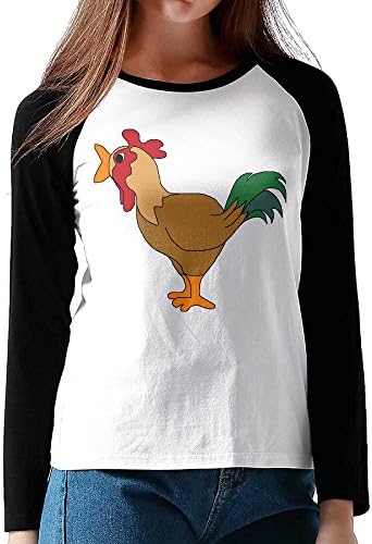 Haina Women's Cotton Rooster Baseball Raglan T-Shirts Long Sleeve Shirt XL
