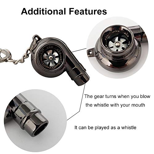 Ispeedytech Spinning Turbo Keychain,Make Whistle Sound,Auto Part Model Metal Keychain/Key Ring/Holder (Bright Black) - Thumbnail 3