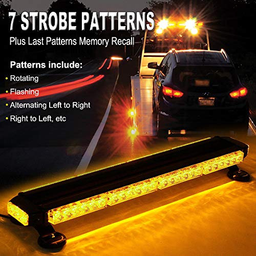 FOXCID 26" 54 LED Amber Emergency Warning Security Roof Top Flash Strobe Light Bar with Magnetic Base, for Plow or Tow Truck Construction Vehicle