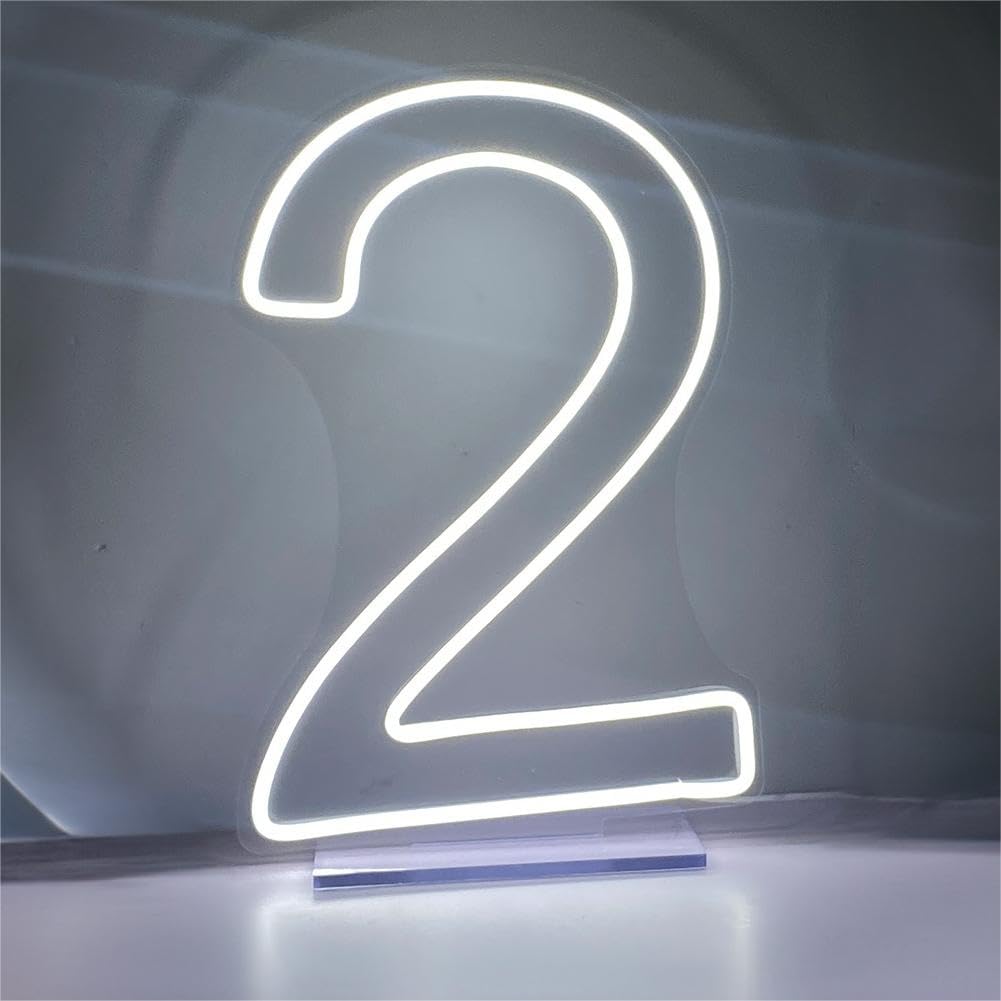 Photo 1 of LED Neon Signs Number 2 Birthdays Decor Neon Lights Party USB Plus Battery Case Light up your baby's birthday with our Neon Number Two Sign (Number 2)