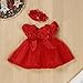 TRENDINAO Baby Girls Red Lace Princess Headband Dresses For Christmas/New Year
