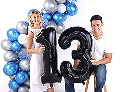 13 Balloon Number, Black Number 13th 31th Birthday