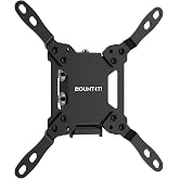 Mount-It Tilting TV Wall Mount, Low Profile, 13-50 Inch, 44 lbs, Steel | VESA 75x75 to 200x200, Single Stud, 1.8 in. Depth, +10/-15 Deg Tilt, TV Bracket for Bedroom, Kitchen, Office, Black