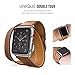 MoKo Band for Apple Watch Series 1 Series 2, Luxury Genuine Leather Smart Watch Band Strap Double Tour Replacement for 38mm Apple Watch 2015 and 2016, Brown (Not Fit 42mm Versions)