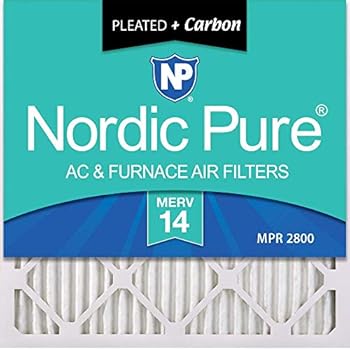Nordic Pure 12x12x1 MERV 14 Plus Carbon Pleated AC Furnace Air Filters, 6 Pack, 6 PACK, 6 PACK (Renewed)