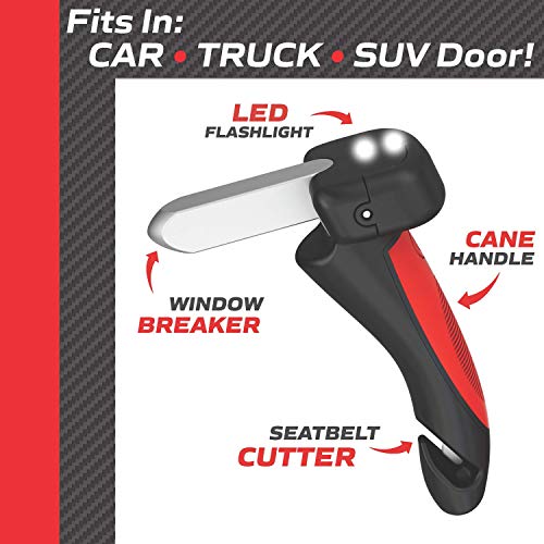 The Original Emson Car Cane – All-in-One Auto Assist Handle with Built in LED Flashlight, Seatbelt Cutter, and Window… - Image 3