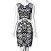 Doinshop Women Flower Printed Pencil Dress Fitted Sleeveless Dress Skirt (S)