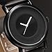 SINOBI New Fashion Round Mens Women Unisex Black Polyurethane Synthetic Leather Band Quartz Wrist Watch SNB004