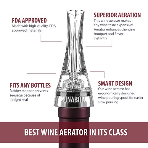 Wine Aerator - Luxury 2018 Aerator Wine Pourer - Wine Aerator Pourer - Wine Pourer - Wine Spout - Red White In Bottle Wine Aerator Kit - Slow Mini Wine Decanter Diffuser Aerator - eBook Wine Guide - Thumbnail 2