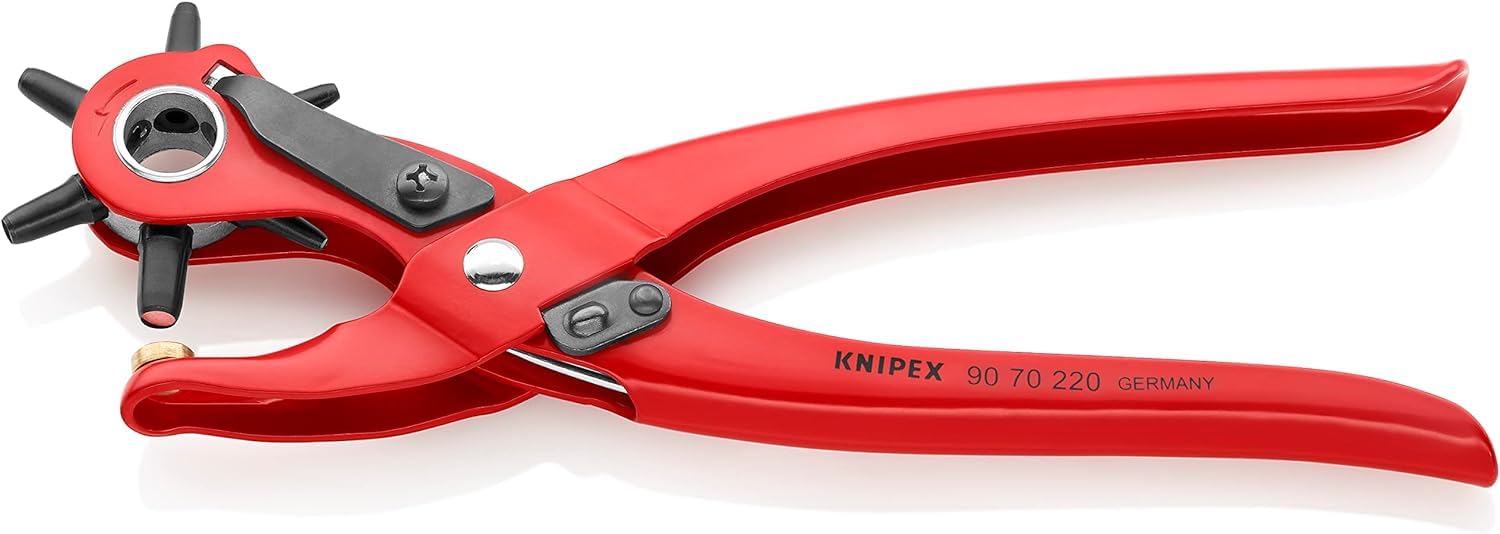 KNIPEX Revolving Punch Pliers Red Powder-Coated 220 mm, 90 70 220