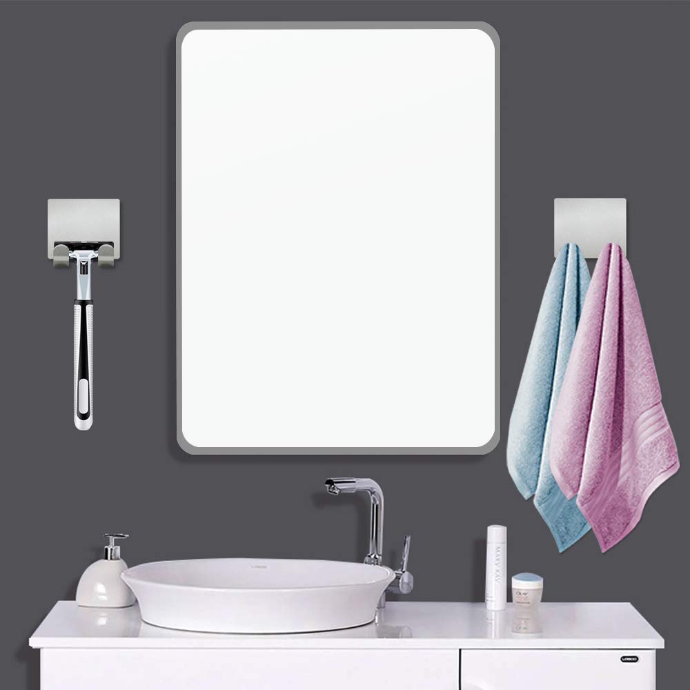 btcus4 3M Self Adhesive Wall Hooks Heavy Duty Wall Hanger for Robe Coat Towel Keys Bags Bathroom Kitchen and Office Stainless Steel 4-Pack