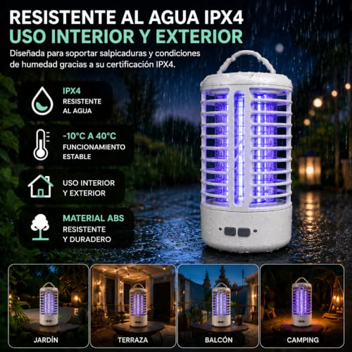 ZALEZ - Lampara Antimosquitos Interior y Exterior - Mata Mosquitos Electrico UV de 4200 V y 18 W - Anti Moscas y Todo Tipo de Insectos Voladores de Gran Alcance.