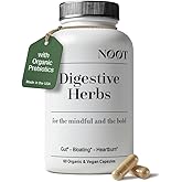 NOOT Digestive Herbs for IBS Support & Anti Bloating for Women and Men, Ginger, Peppermint Extract, Cardamom & Fennel for Gas, Discomfort, Indigestion, Heartburn, Digestive Support, 60 Capsules