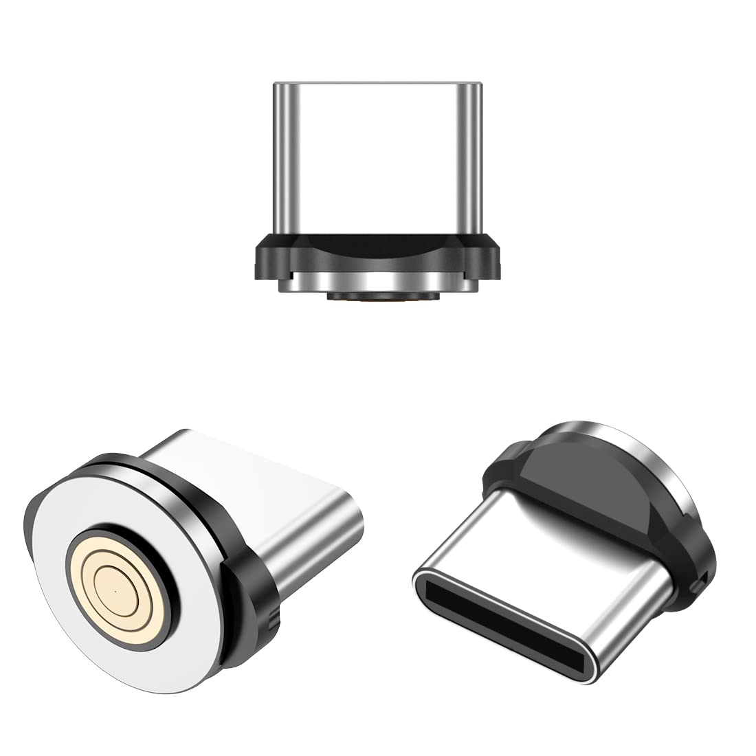 M & B Magnetic Connectors for 3.1Amp Magnet Charger Cable USB Type C, does not support PD60 watts Cable (3 Type C Connectors, Silver)