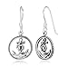925 Stelring Silver Anchor Navy Sailor Symbol Rope Wheel Round Dangle Hook Earrings 1.1