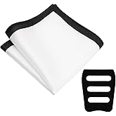 Gsyziux White Pocket Squares for Men, Color Contrast Trim Mens Handkerchiefs with Pocket Square Holder for Daily Wedding