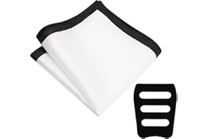 Gsyziux White Pocket Squares for Men, Color Contrast Trim Mens Handkerchiefs with Pocket Square Holder for Daily Wedding