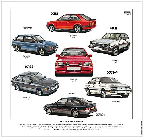 golden era Ford XR Models 1980-89 - Fine Art Print XR2, XR2i, XR3, XR3i, XR4i & XR4x4 Ready to frame.