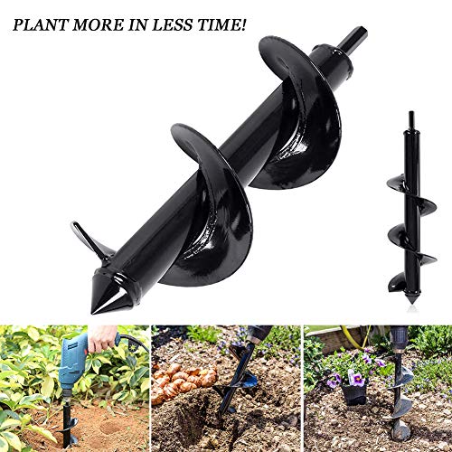 Auger Drill Bit,Sowereap Garden Plant Flower Bulb Auger (3 x 12inch) Rapid Planting Drill Bit-Post or Umbrella Hole Digger for 3/8"Hex Drive Drill