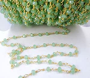 LadoNarayani - Cadena con cuentas de alambre de calcedonia verde de