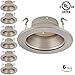 TORCHSTAR 4 Inch Stylish Decor Recessed Light Trim, Metal Step Baffle Trim, Fit Halo/Juno Remodel Recessed Housing, 4 Inch Can Light Trim for PAR16, PAR20, BR20, Satin Nickel, Pack of 6