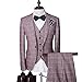 Mens 3-Piece Suit One Button Plaid Dress Blazer Jacket & Vest & Trousers Set
