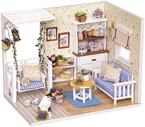 Wooden Handmade Dollhouse Miniature DIY Kit Cute Room With Furnitiure and Cover Artwork Gift(1:24 Scale Dollhouse)