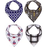 Baby Bandana Drool Bibs, Unisex 4 Pack Gift Set for Drooling and Teething Boys and Girls, Soft and Absorbent Cotton by Farnod Baby