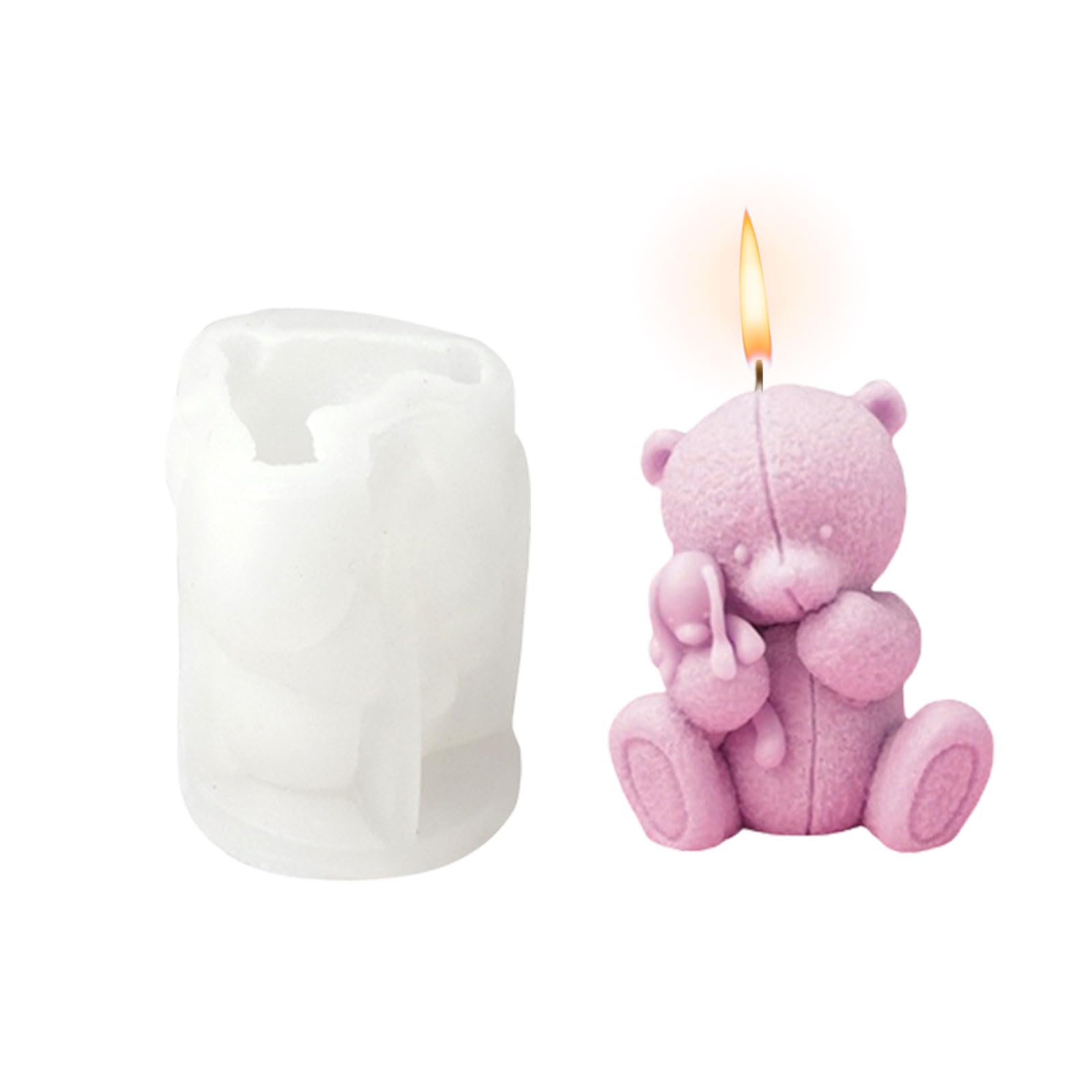 Bear Candle Mould, 3D Teddy Bear Silicone Moulds Epoxy Resin Mold for Candle Making Handmade Soap Aromatherapy Fondant Cake Decoration