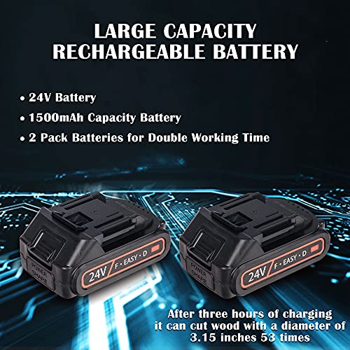 Mini Chainsaw, 4 Inch Cordless Electric Power Chainsaw, 24V 1500mAh Rechargeable Battery, One-Hand Portable Chainsaw with Security Lock for Tree Trimming and Branch Wood Cutting