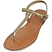 Alpine Swiss Womens Slingback T-Strap Gold Chain Accent Thong Sandals