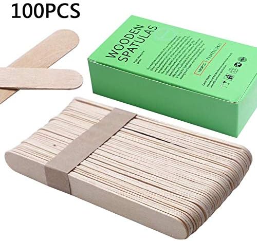 100 PCS Wax Sticks, Wood Wax Spatula Applicator for Hair Removal
