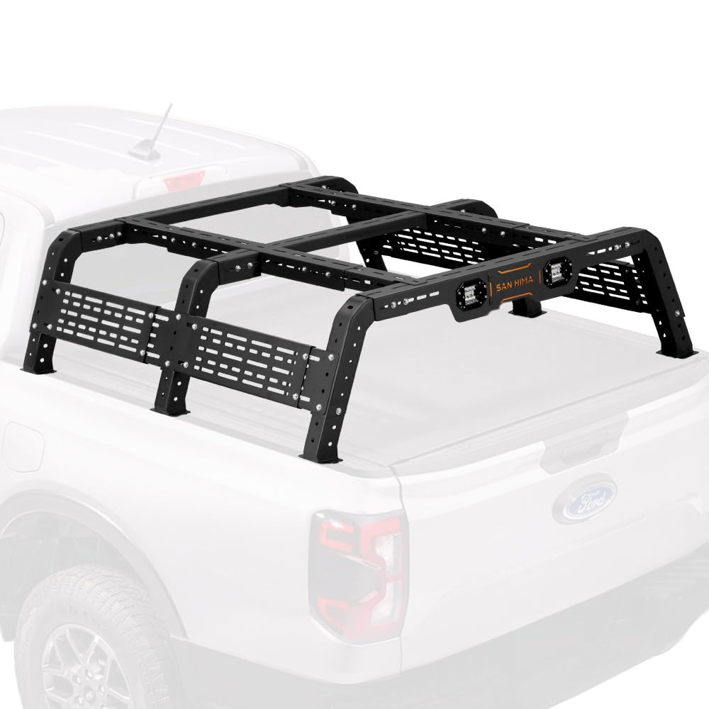 Photo 1 of SanHima Adjustable Truck Bed Rack w/LED Lights - Overland Universal Bed Rack for Full-Size Trucks Without Factory Bed Rails/Tonneau Bed Cover