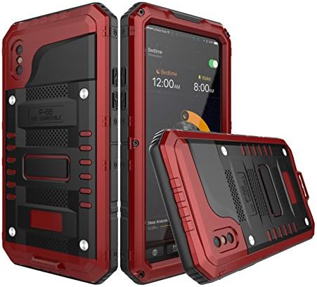 iPhone X IP68 Case, Newest Aluminum Extreme Shockproof Weather Dust/Dirt Proof Resistant Case With Gorilla glass, Military Heavy Duty Armor Case Waterproof Shell For Apple iPhone X (Red)