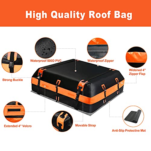 NA Car Rooftop Cargo Carrier Bag, 21 Cubic Feet Waterproof Roof Rack