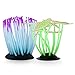 Fish Tank Decorations Small Goldfish and Betta Fish Accessories for Mini Aquariums. Non-Toxic Silicone Glowing Swaying Coral Plant Décor Set of 2 in Purple and Green. Fish Bowl Ornaments